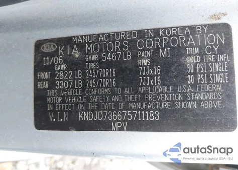 2007 Kia Sorento Ex from USA, damaged, VIN KNDJD736675711183